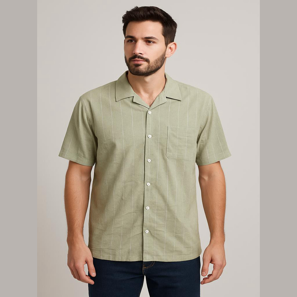 Sedgefield Linen Rayon Striped Shirt Large